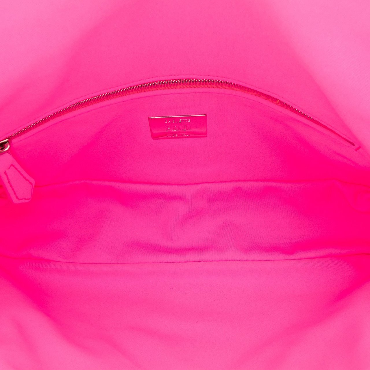 Fendi Medium Embossed Lycra Baguette Satchel Roze