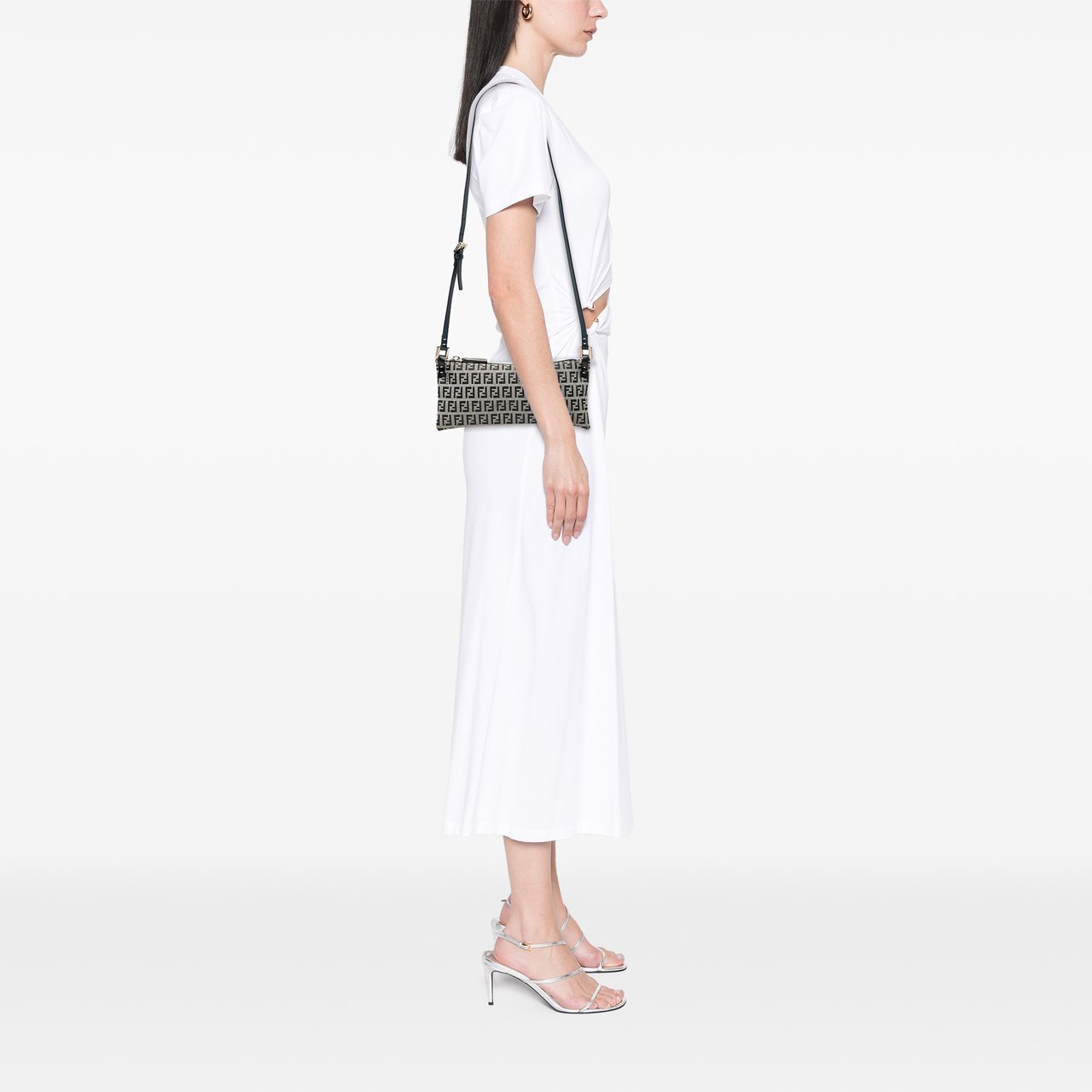 Fendi Zucchino Canvas Crossbody Grijs