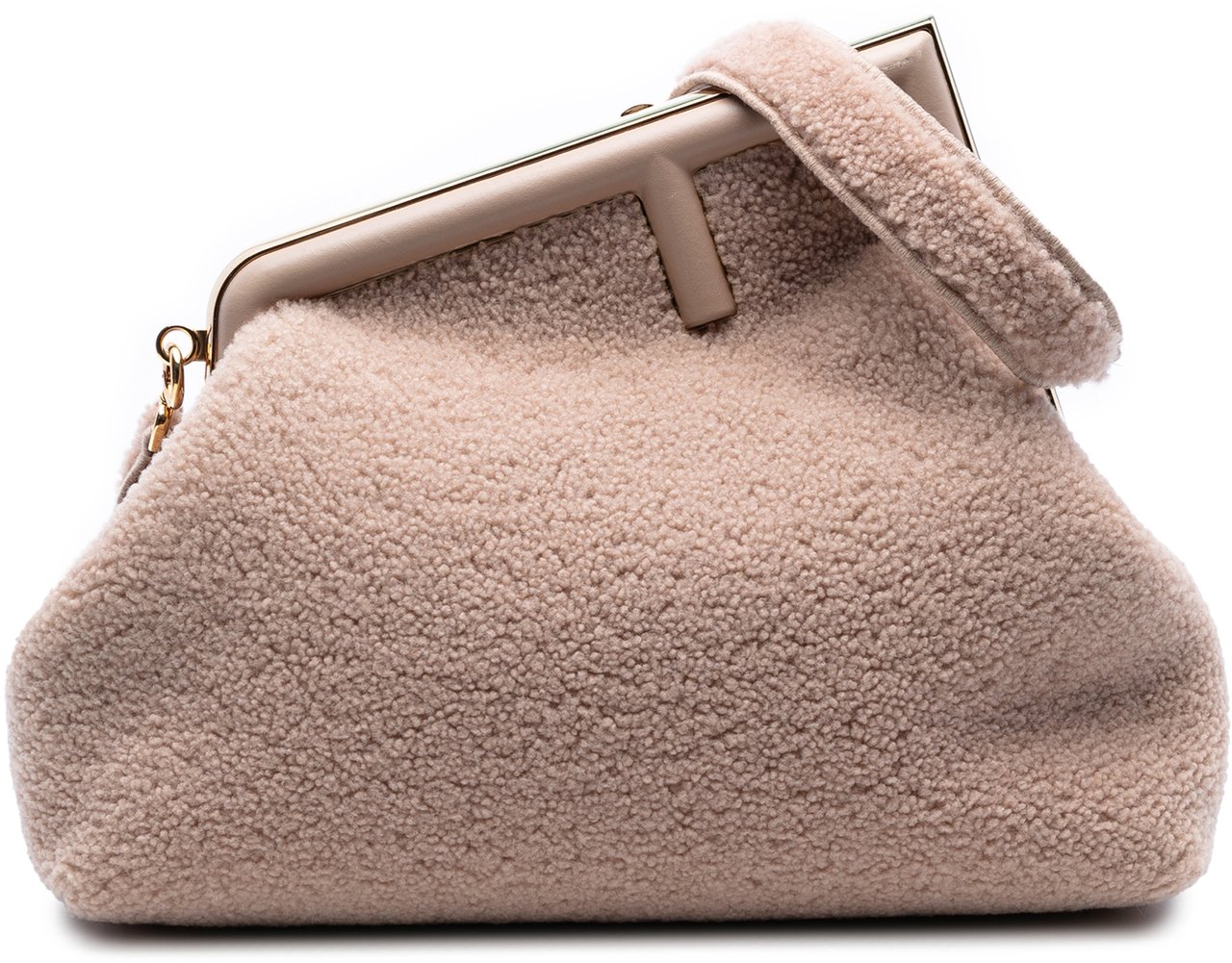 Fendi Medium Shearling Fendi First Shoulder Bag Bruin