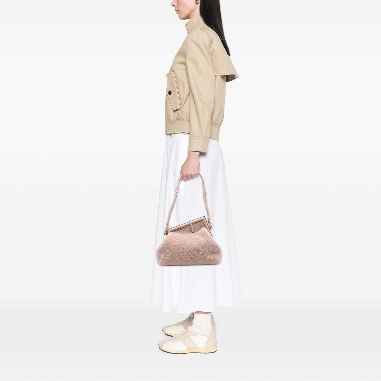 Fendi Medium Shearling Fendi First Shoulder Bag Bruin