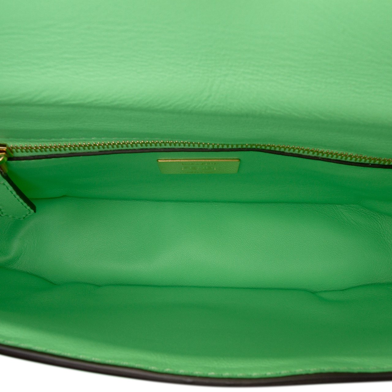Fendi Small FF Nappa Embossed Chain Midi Baguette Groen