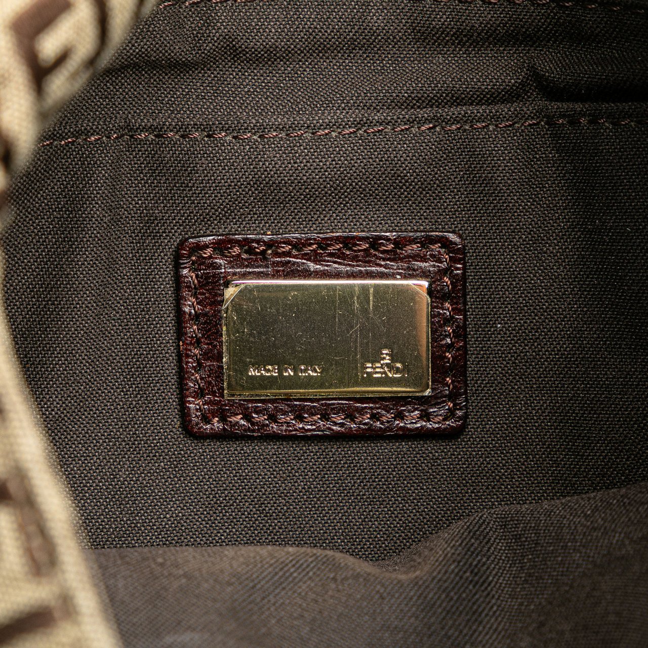 Fendi Zucchino Canvas Crossbody Bruin