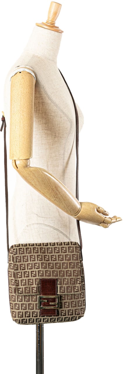Fendi Zucchino Canvas Crossbody Bruin