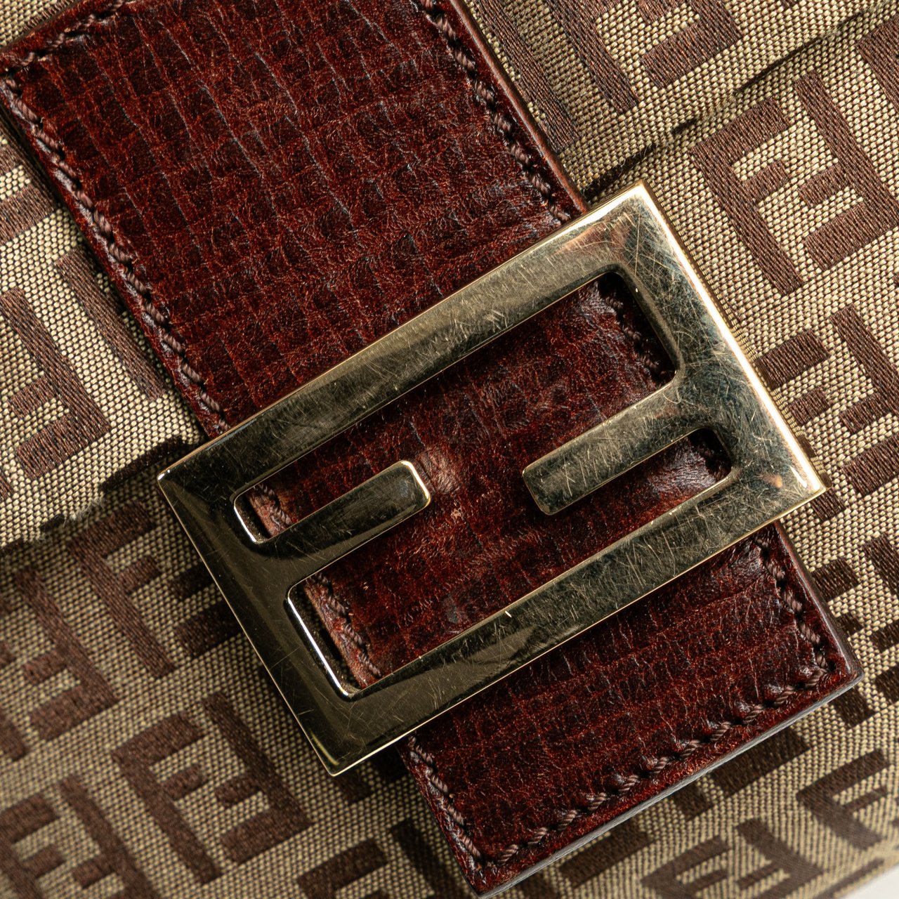 Fendi Zucchino Canvas Crossbody Bruin