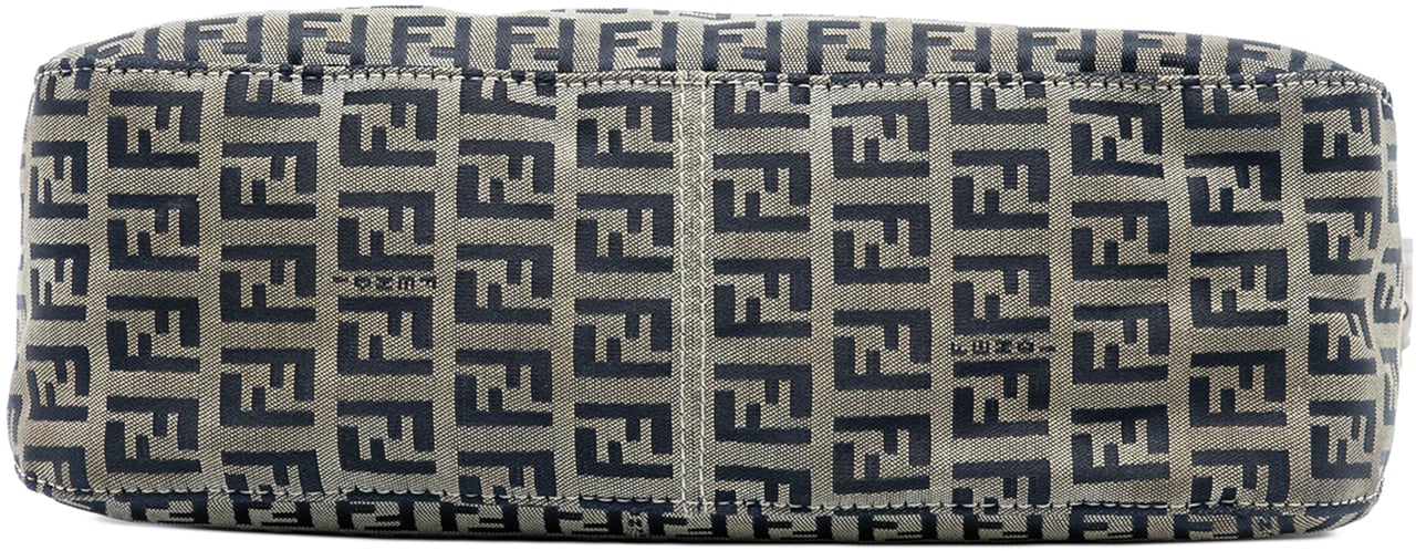 Fendi Zucchino Canvas Double Flap Shoulder Bag Grijs