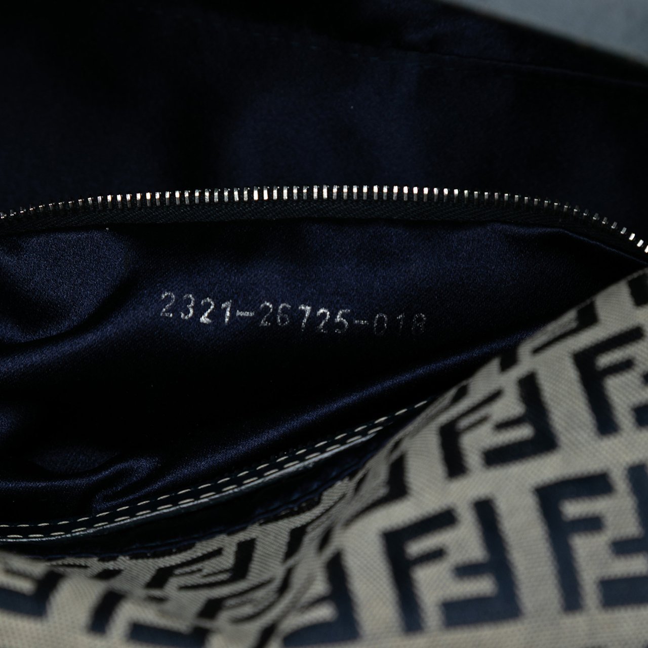 Fendi Zucchino Canvas Double Flap Shoulder Bag Grijs