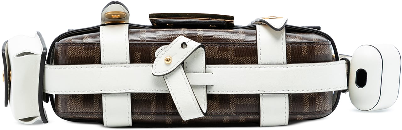 Fendi Mini Zucca Glazed Fabric Cage Baguette Satchel Bruin