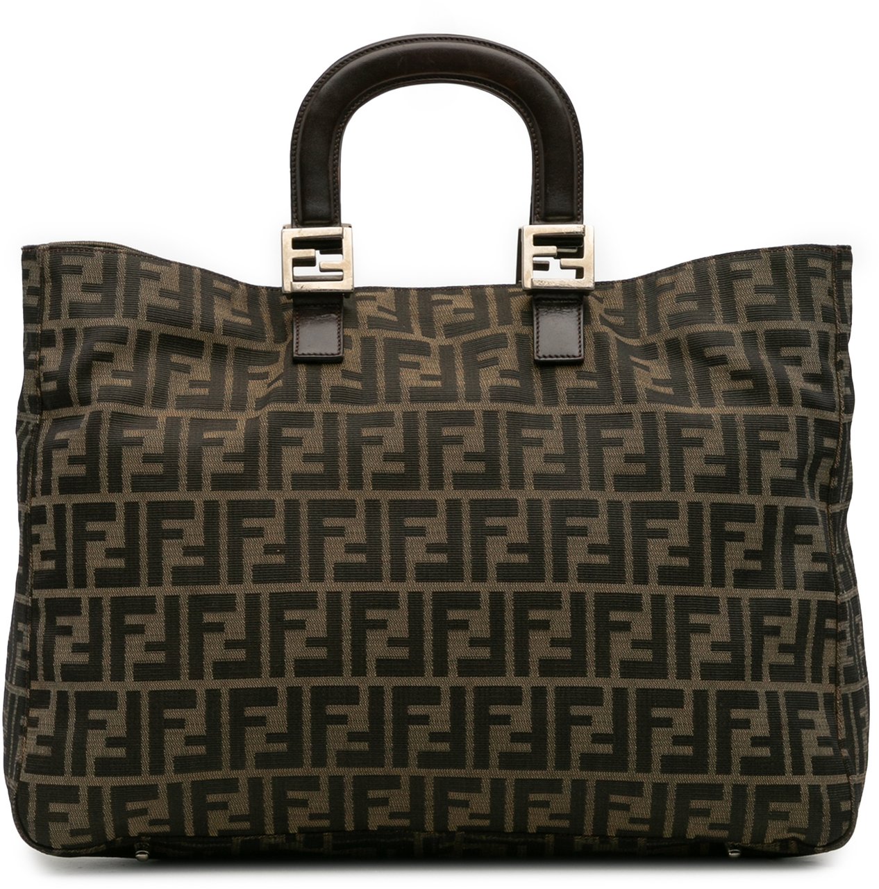 Fendi Large Zucca Canvas Twins Tote Bruin
