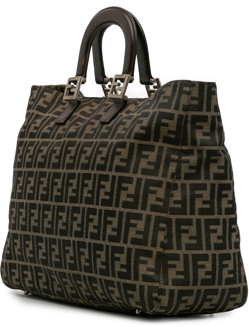 Fendi Large Zucca Canvas Twins Tote Bruin