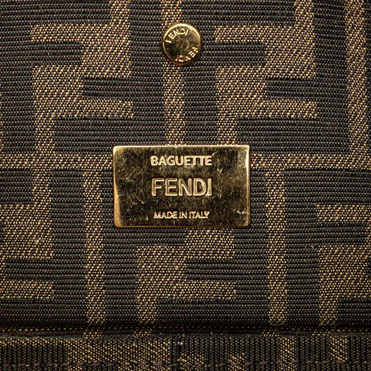 Fendi Zucca Embroidered Canvas Floral Baguette Satchel Bruin