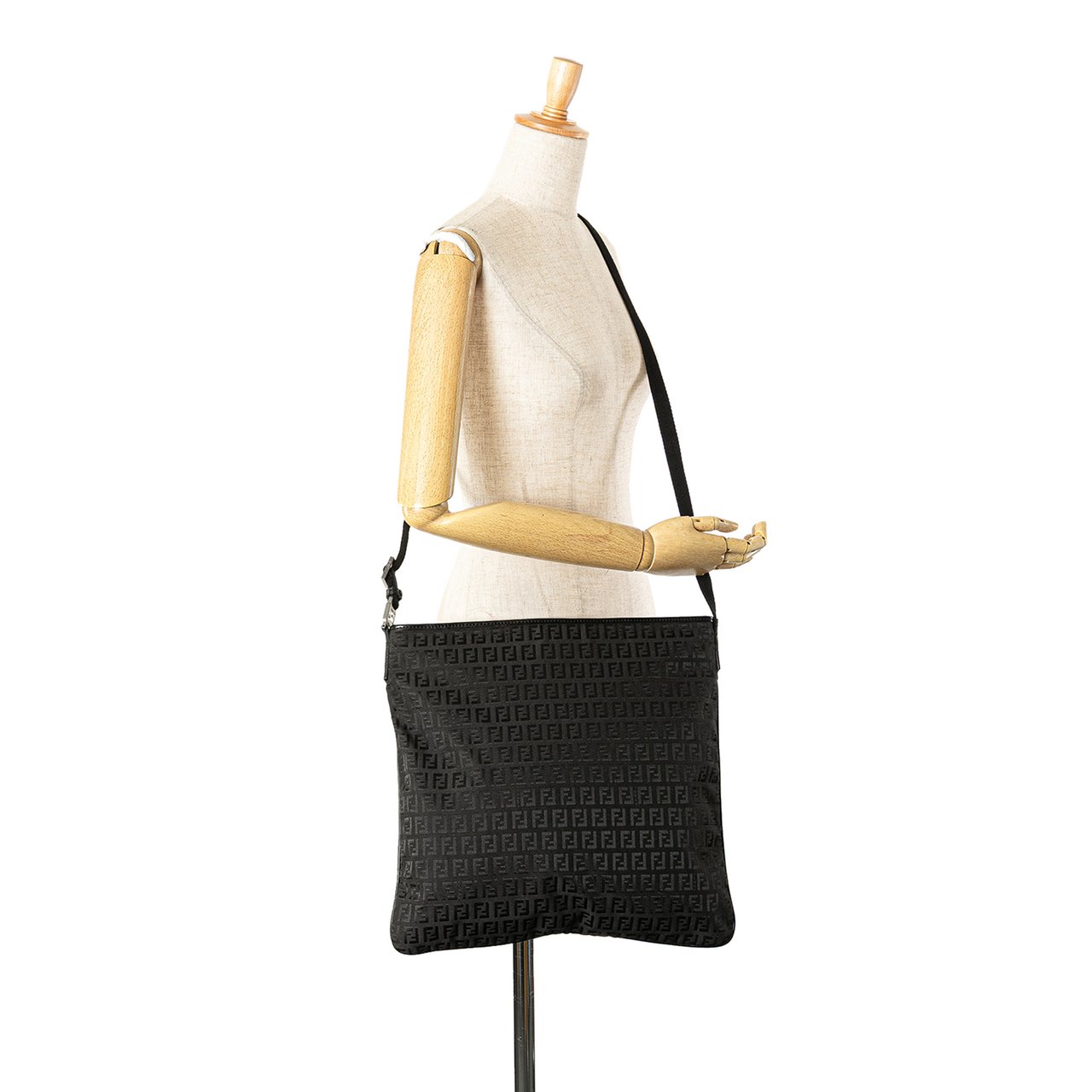 Fendi Zucchino Canvas Crossbody Zwart