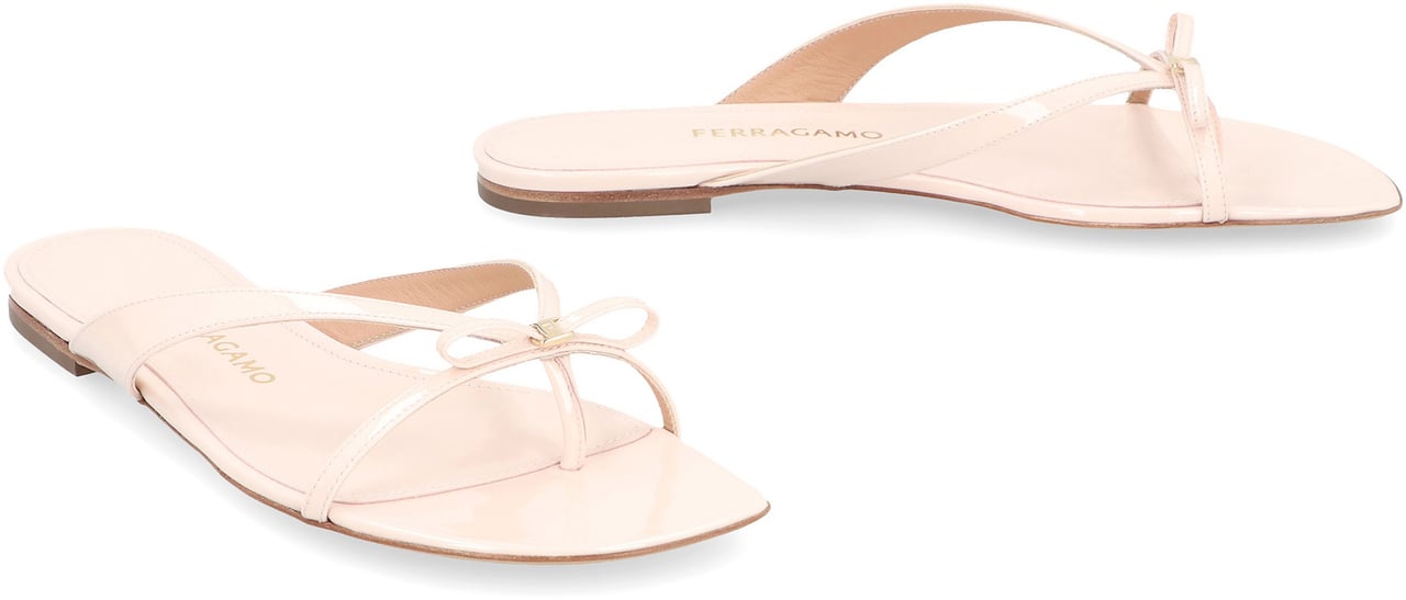 Ferragamo Mini Bow Leather flip-flops Roze