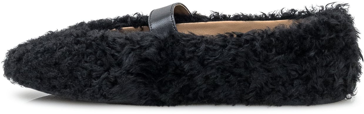 Ferragamo Ferragamo Ballerine in Shearling Nero con Fibbia Zwart