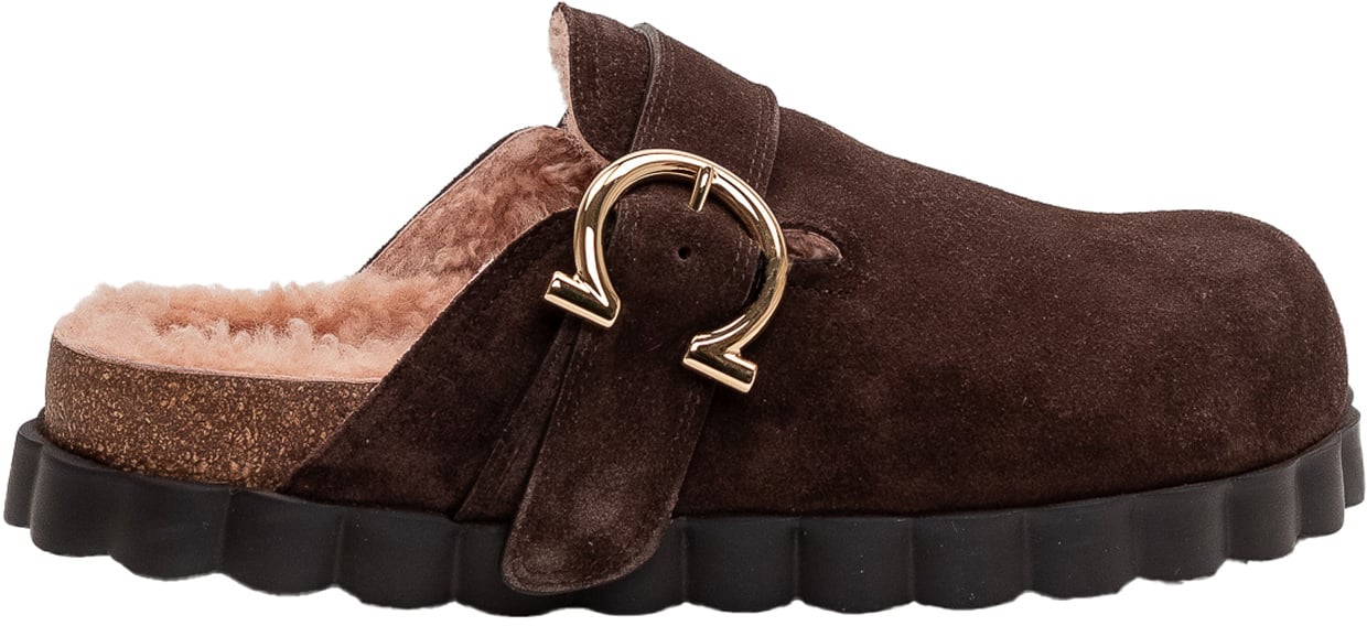 Ferragamo Ferragamo Sabot in Pelle Scamosciata Bruin