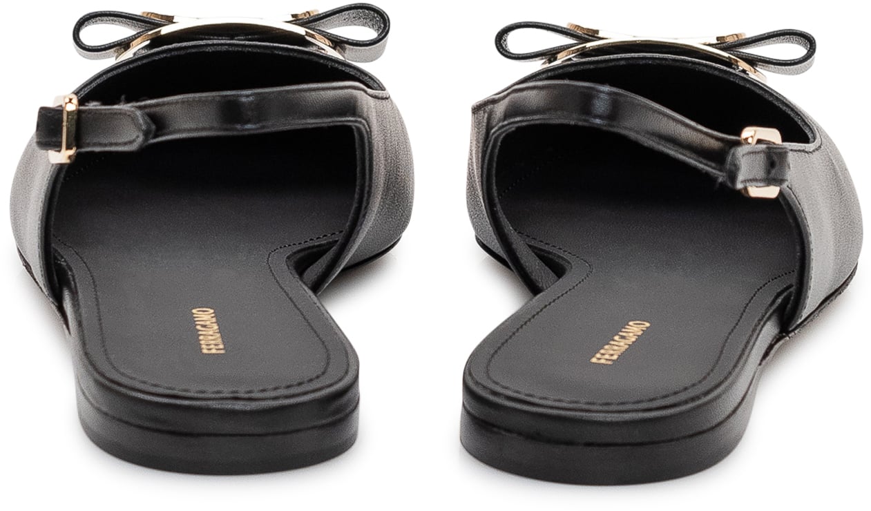 Ferragamo Ballerina Zelmy con Fiocco e Punta Affusolata Zwart