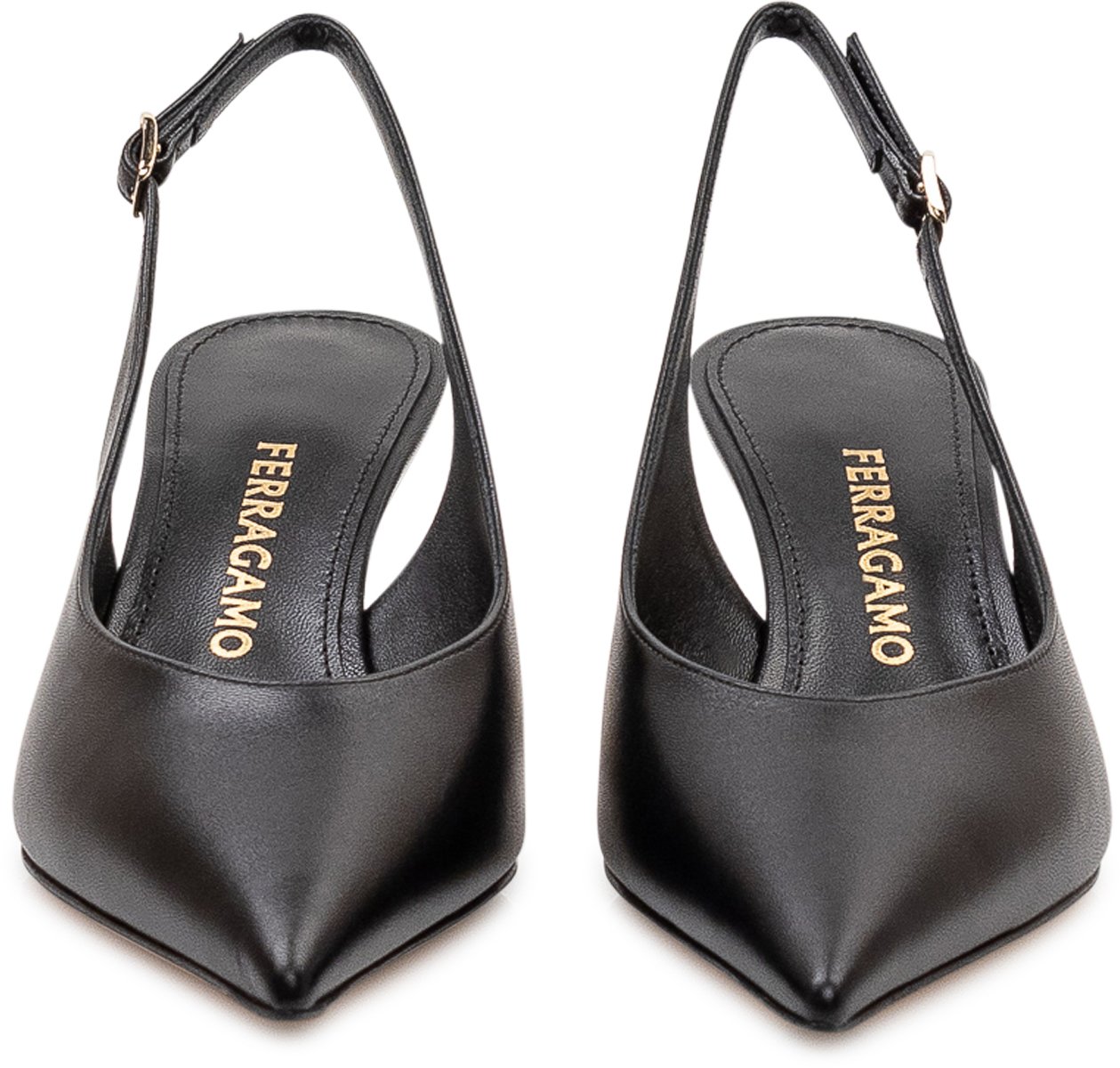 Ferragamo Scarpa Slingback con Tacco Sagomato Zwart
