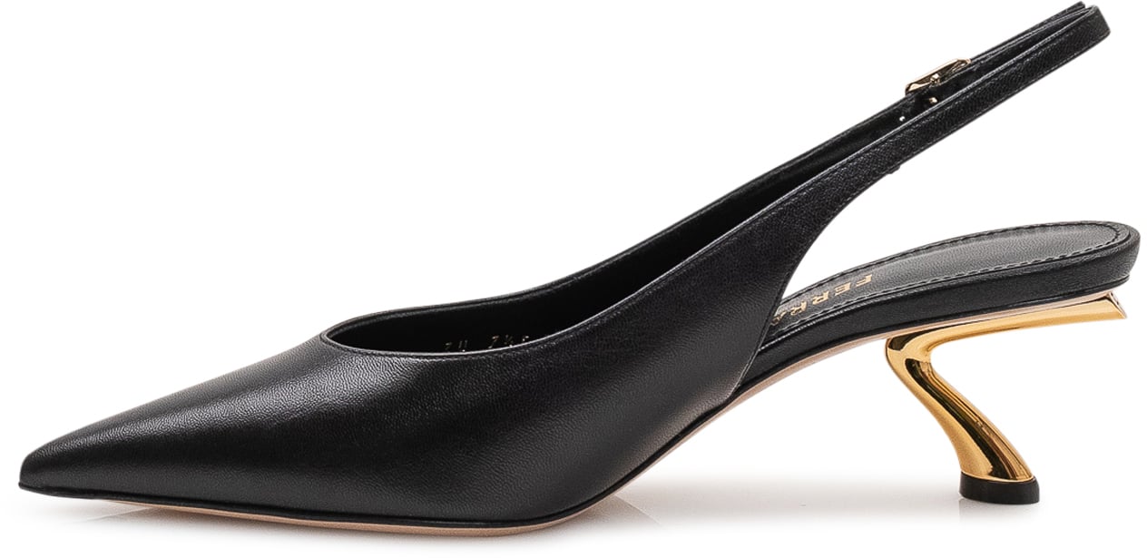 Ferragamo Scarpa Slingback con Tacco Sagomato Zwart