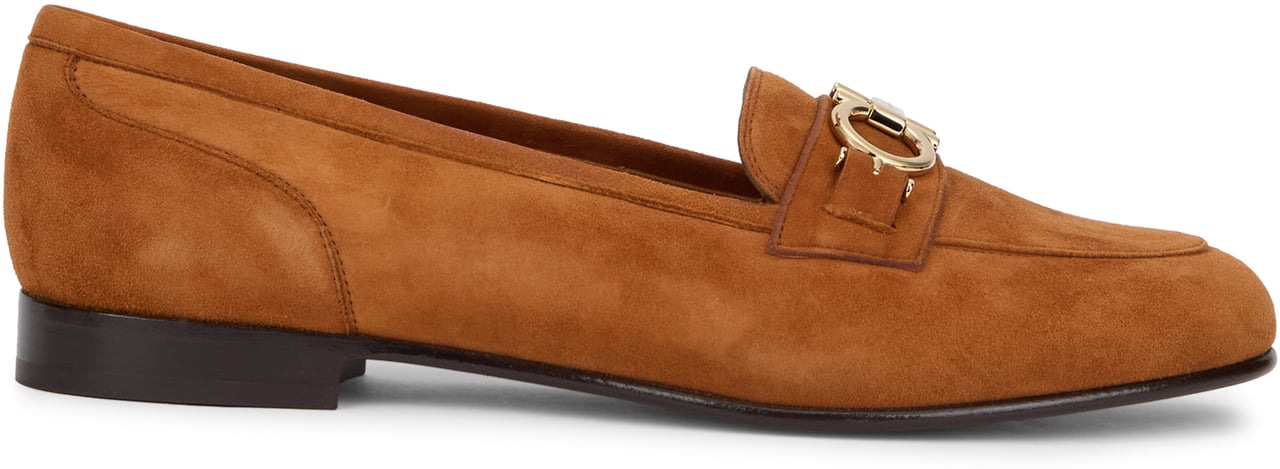 Ferragamo Moccasin decoration Gancini in suede leather Neutraal