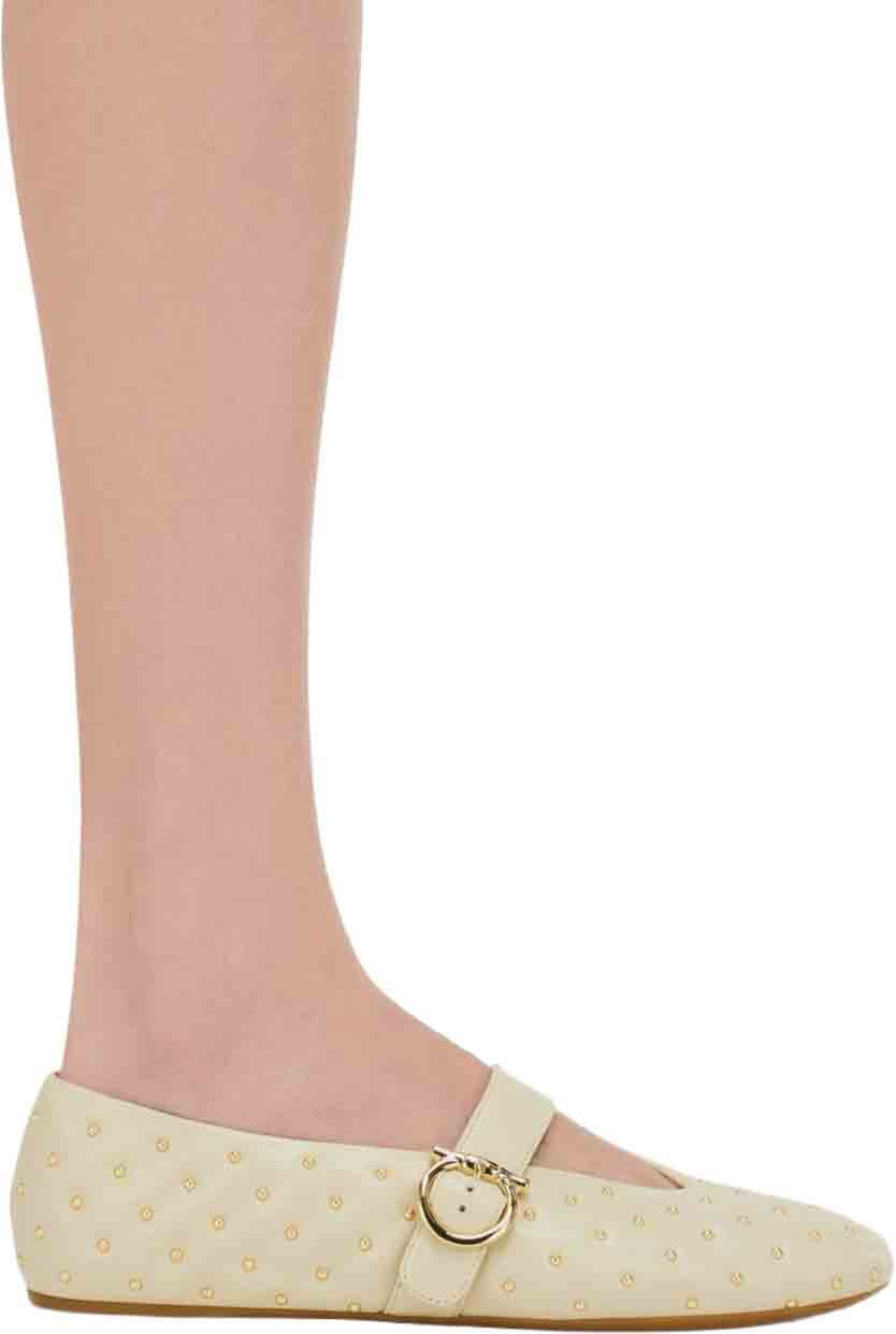 Ferragamo Flat Shoes Ecru Wit