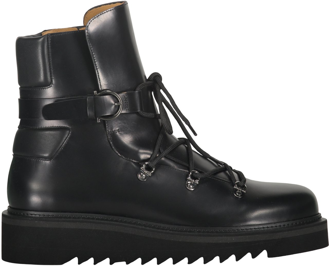 Ferragamo Leather lace-up boots Zwart