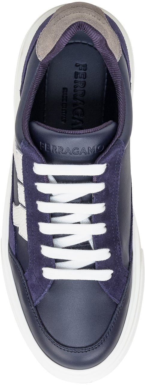 Ferragamo Sneaker Bassa con Gancini Blauw