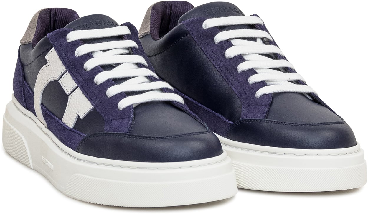 Ferragamo Sneaker Bassa con Gancini Blauw
