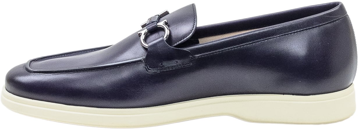 Ferragamo Mocassini Con Fibbia Navy