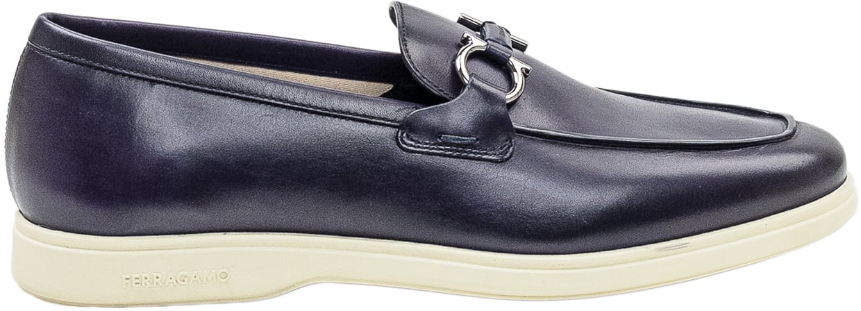 Ferragamo Mocassini Con Fibbia Navy