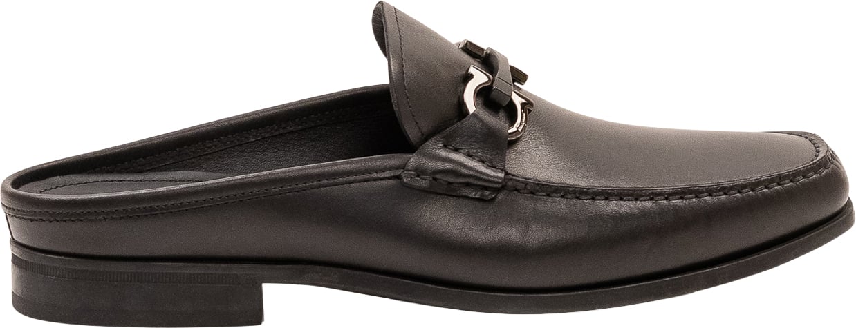 Ferragamo Mocassini Slide con Gancino Donkergrijs