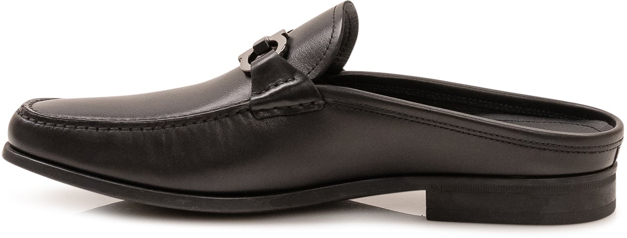 Ferragamo Mocassini Slide con Gancino Donkergrijs