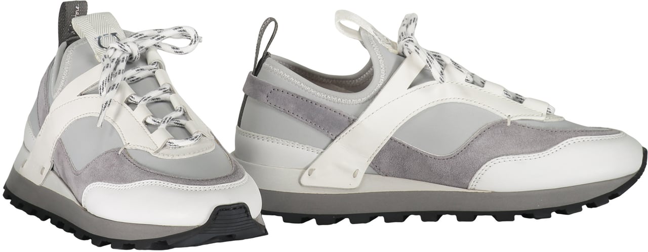 Ferragamo Techno fabric and leather sneakers Grijs