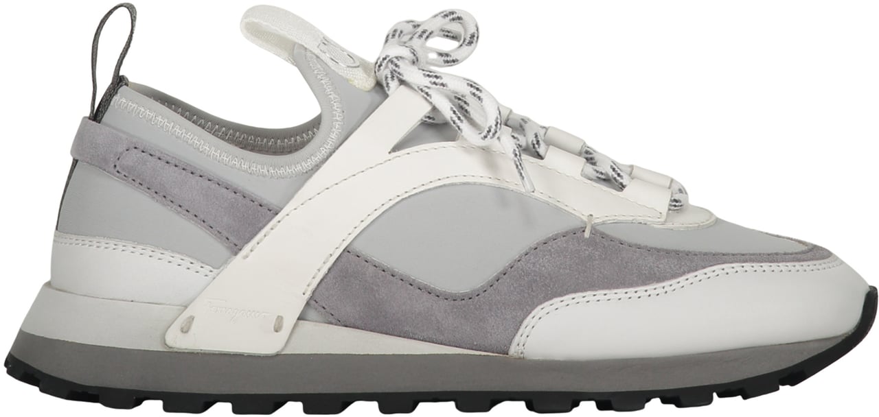 Ferragamo Techno fabric and leather sneakers Grijs