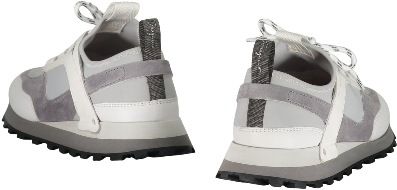 Ferragamo Techno fabric and leather sneakers Grijs