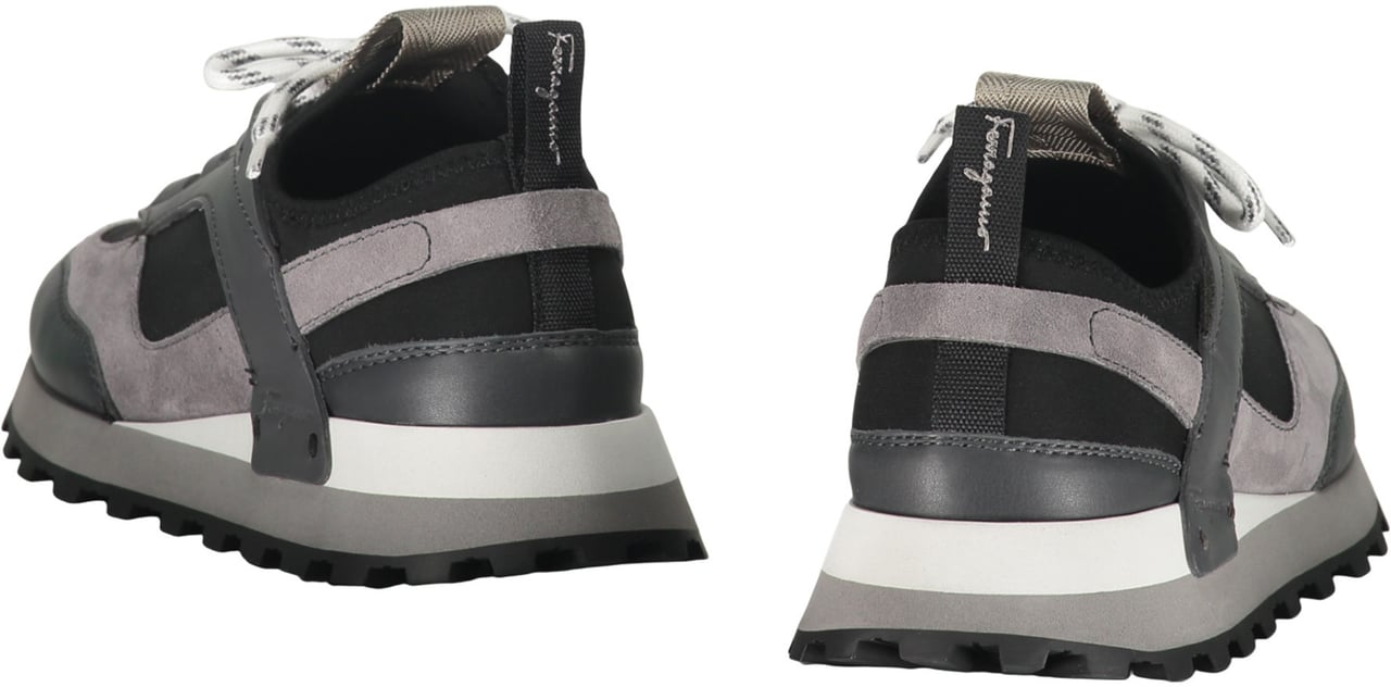 Ferragamo Techno fabric and leather sneakers Grijs