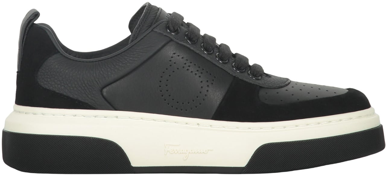 Ferragamo Leather low-top sneakers Zwart