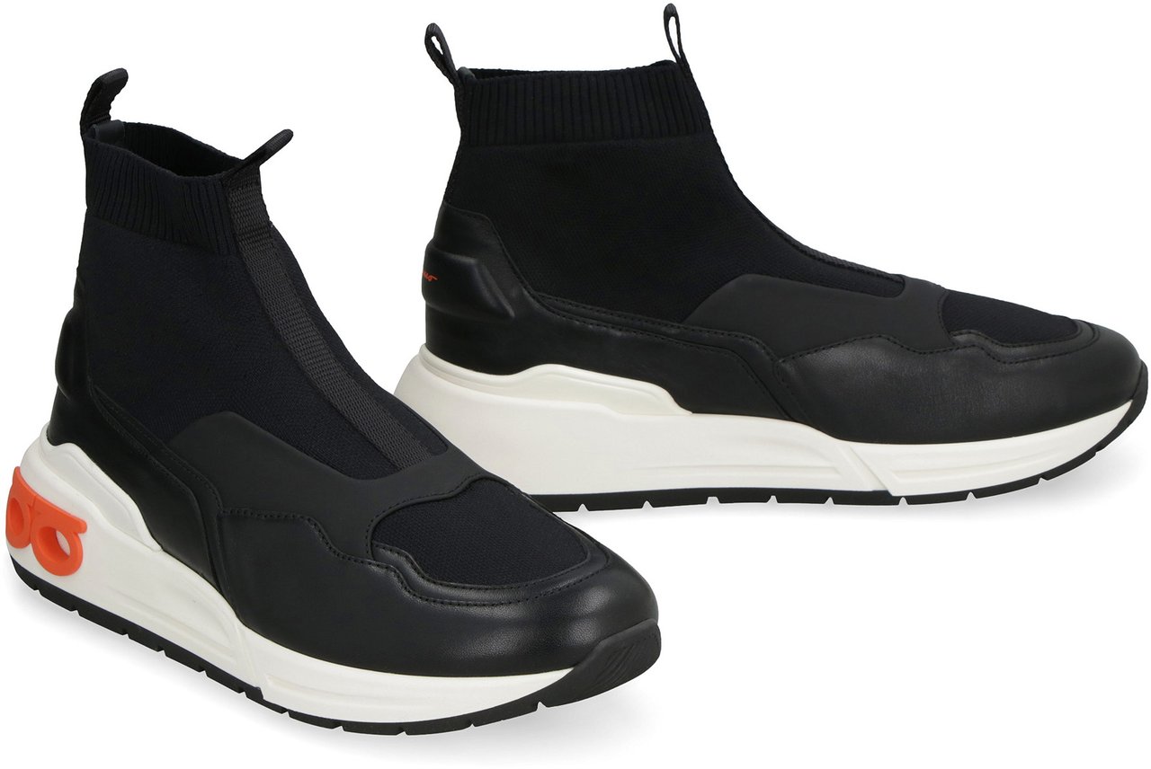Ferragamo Knitted sock-style sneakers Zwart