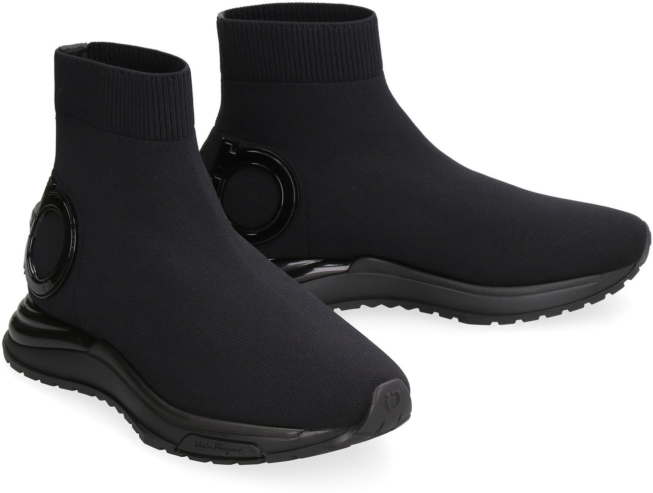 Ferragamo Knitted sock-style sneakers Zwart