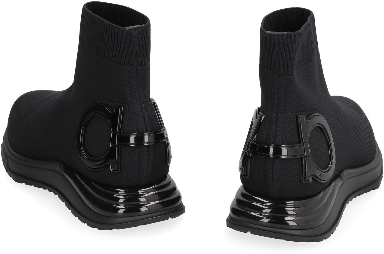 Ferragamo Knitted sock-style sneakers Zwart