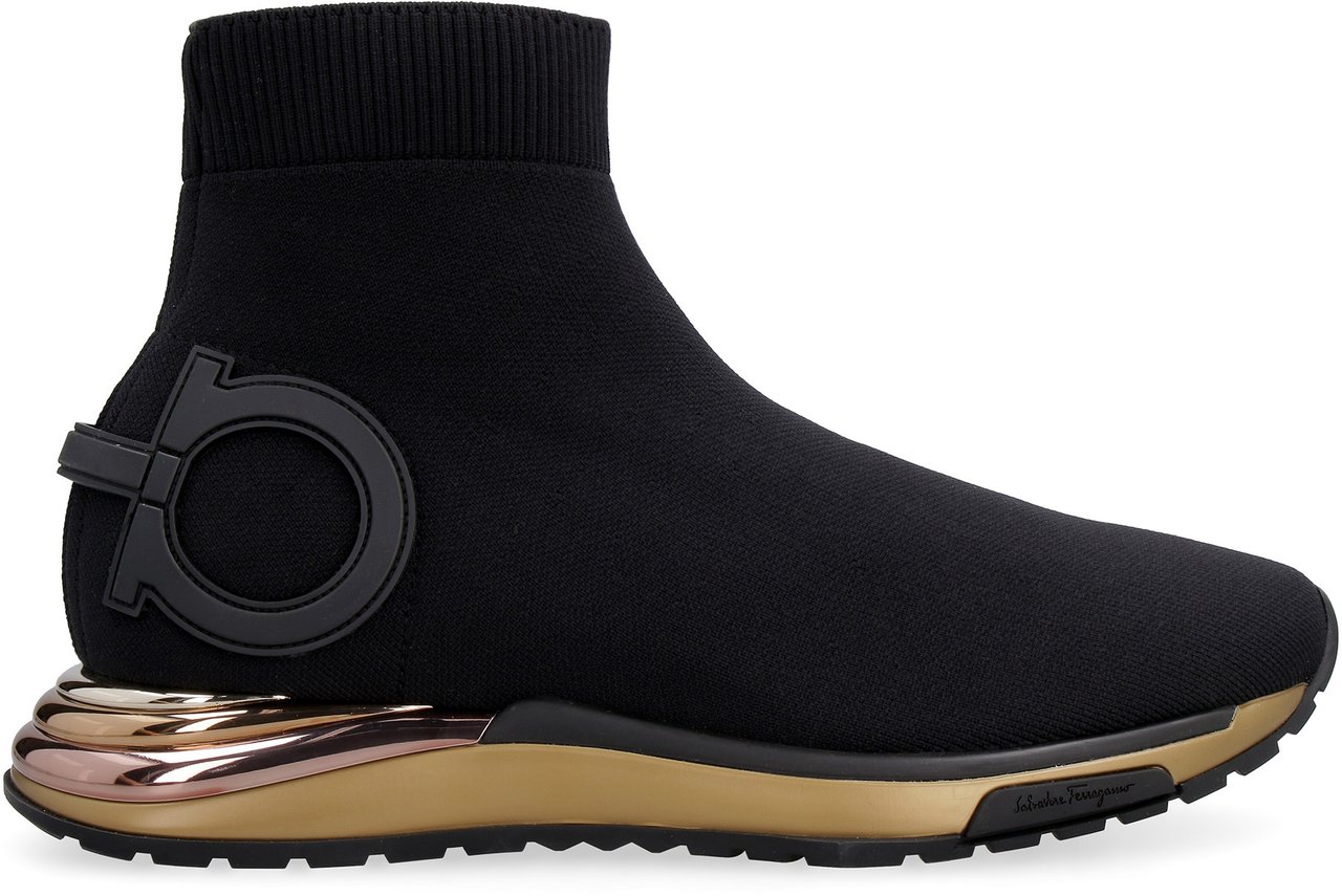 Ferragamo Knitted sock-style sneakers Zwart