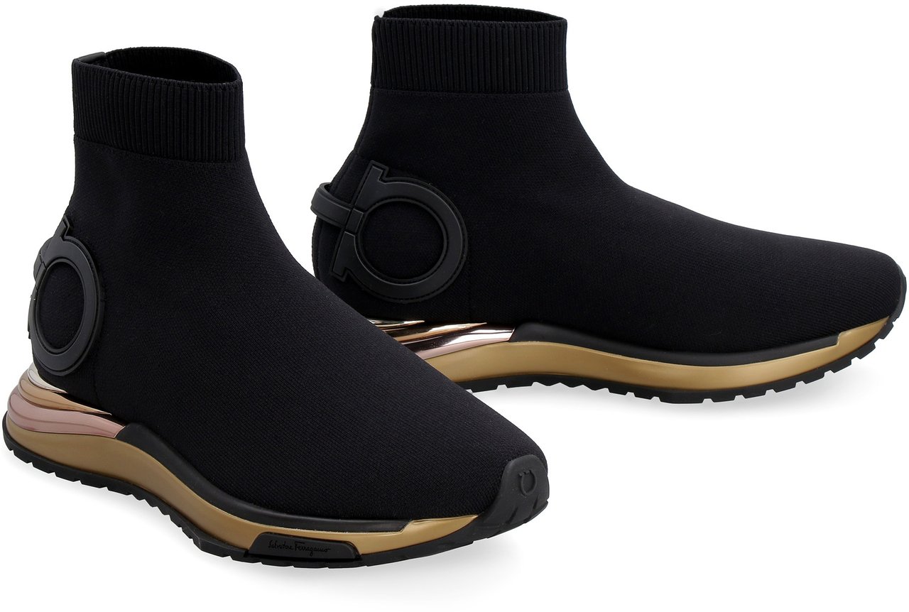 Ferragamo Knitted sock-style sneakers Zwart