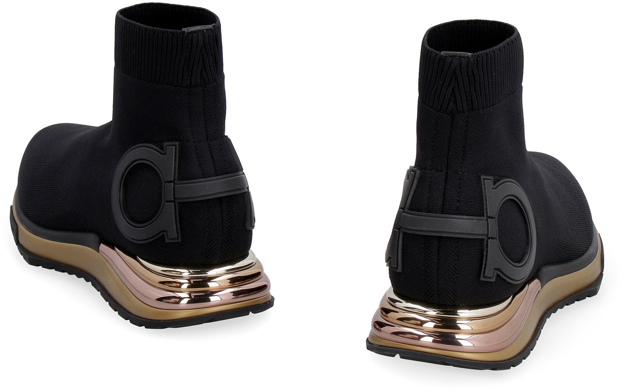 Ferragamo Knitted sock-style sneakers Zwart