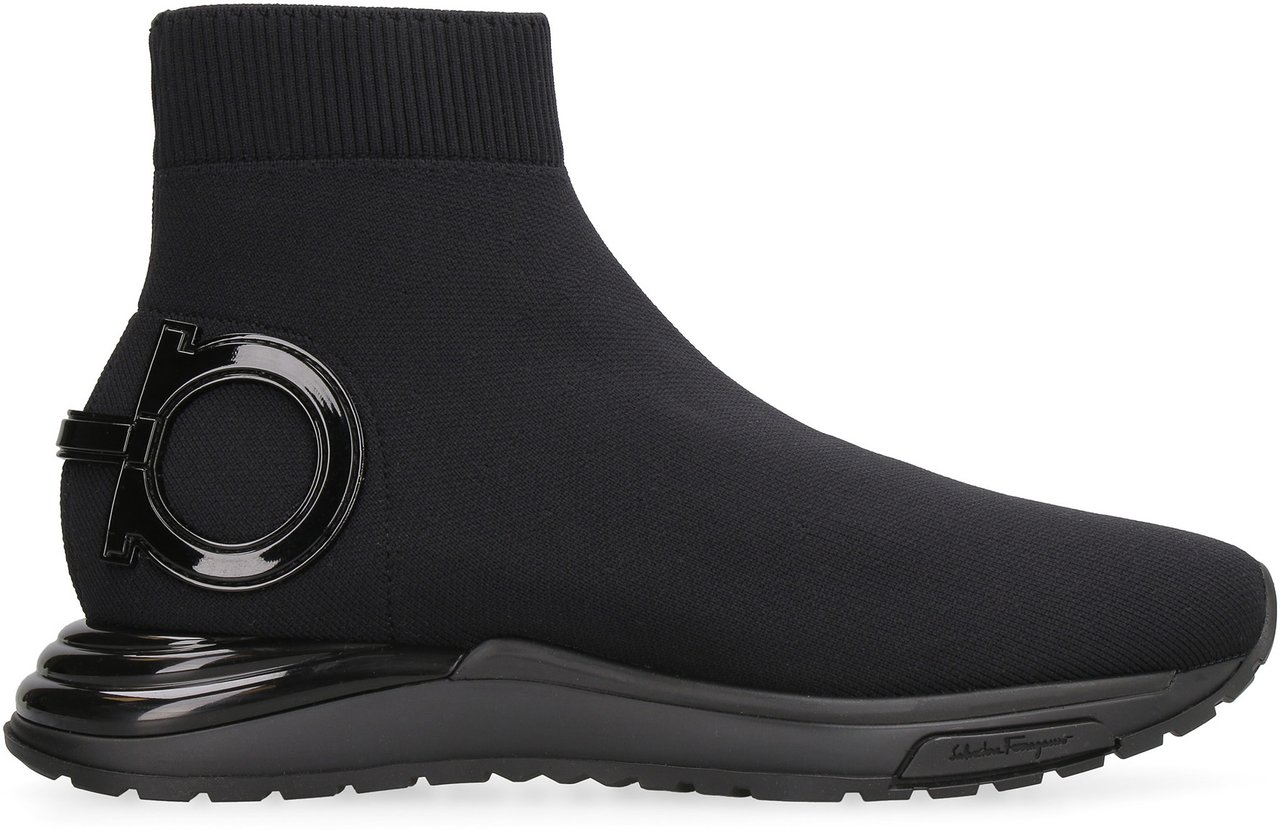 Ferragamo Knitted sock-style sneakers Zwart