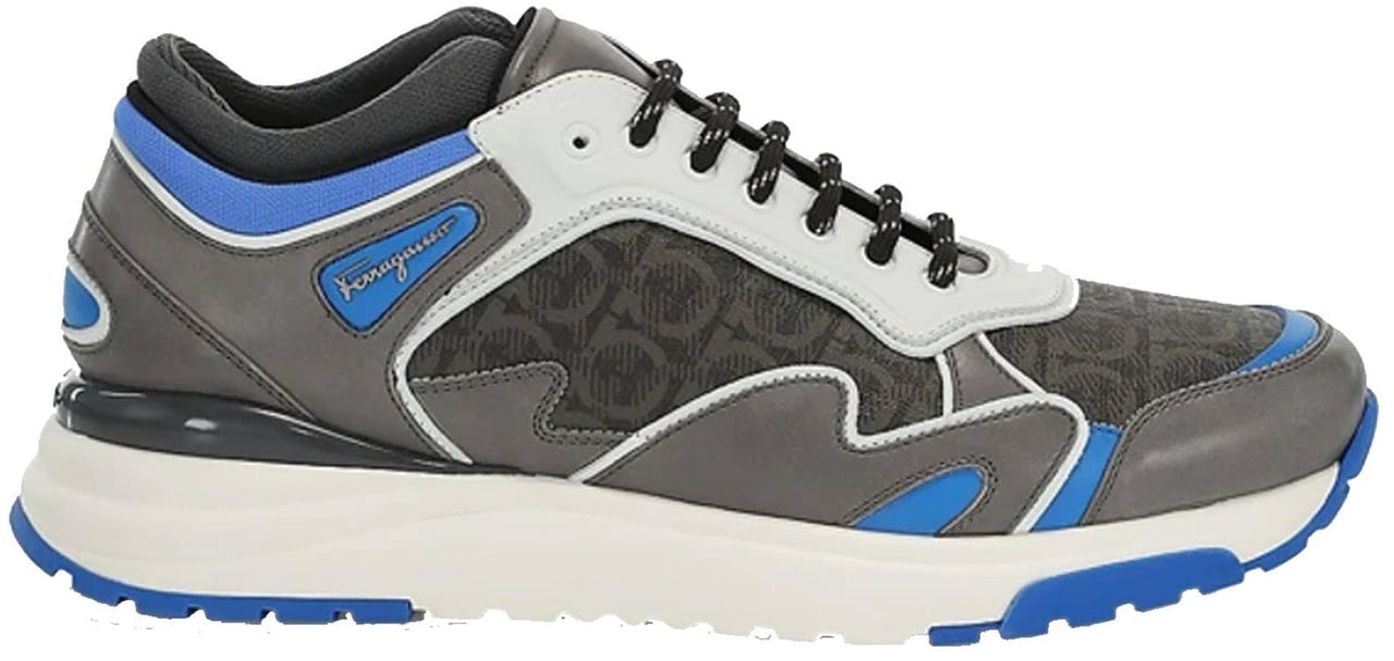 Ferragamo Salvatore Ferragamo Leather Logo Sneakers Grijs