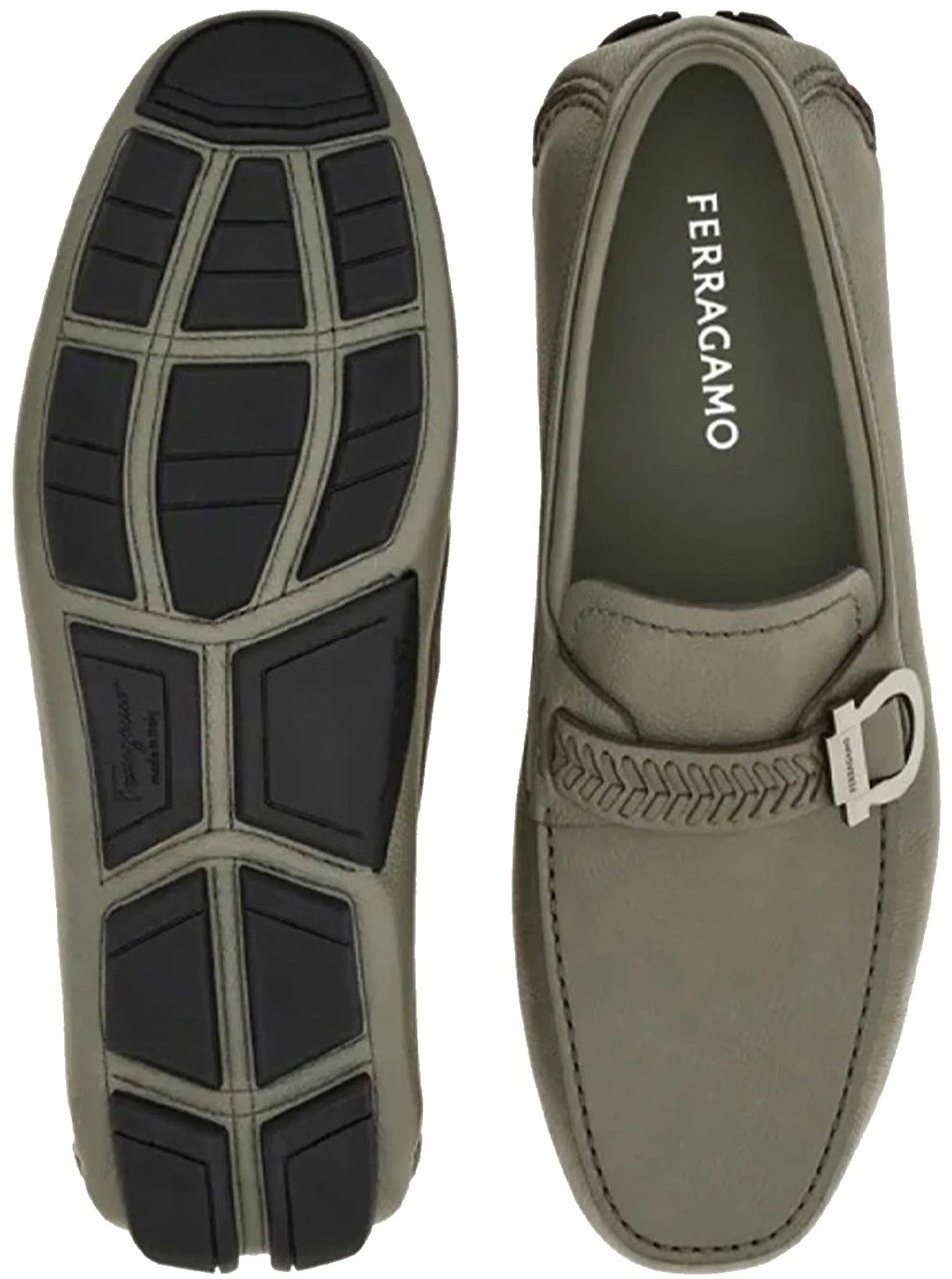 Ferragamo SALVATORE Ferragamo Calipso Leather Loafers Grijs
