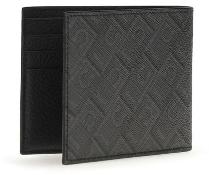 Ferragamo Black Calf Leather Bos Taurus Wallet Zwart