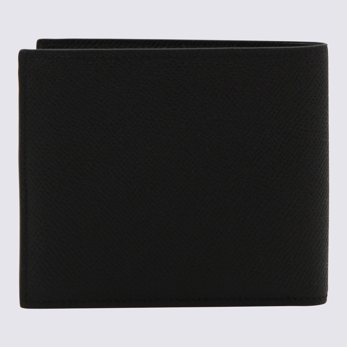 Ferragamo Textured Black Bifold Wallet With Subtle Gold Emblem Zwart