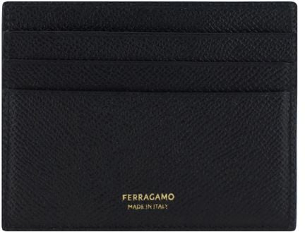 Ferragamo Black Calf Leather Bos Taurus Wallet Zwart