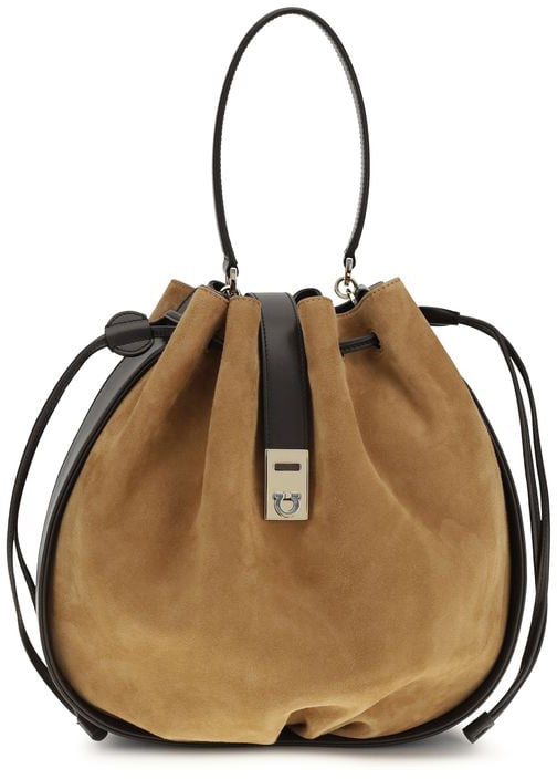 Ferragamo Ferragamo Brown Calf Leather Bos Taurus Shoulder Bag Bruin