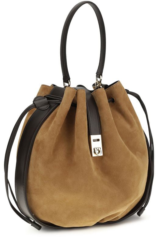 Ferragamo Ferragamo Brown Calf Leather Bos Taurus Shoulder Bag Bruin