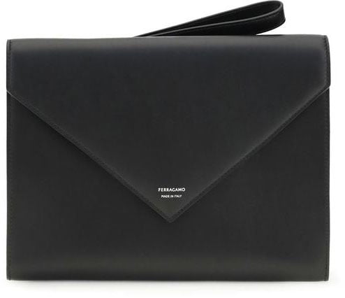 Ferragamo Ferragamo Black Calf Leather Bos Taurus Wallet Zwart
